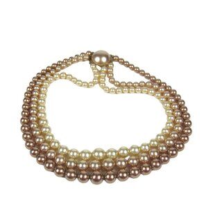 Richelieu Imitation Pearl Necklace Beaded 15 inch Vintage Multi Strand Ombre